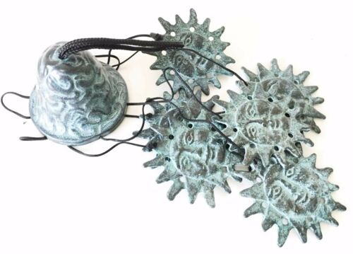 Solar Celestial Radiant Sun Brass Resonant Wind Chime Patio Garden Decor