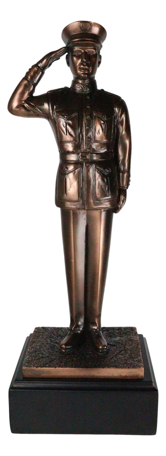 Solemn Salute Military Soldier In Full Dress Parade Uniform Figurine With Base