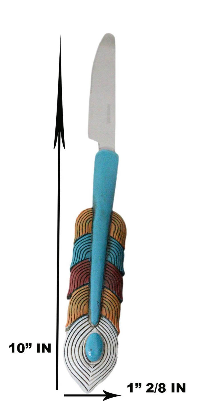 Southwest Chic Indian Turquoise Feather Flatware 1 Spoon Teaspoon Fork Knife Set
