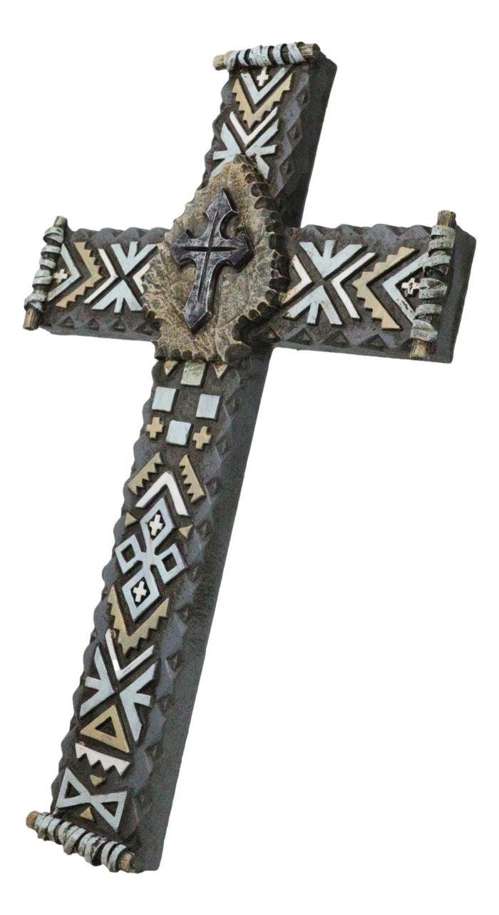 Southwest Mesoamerican Aztec Vector Symbols And Jagged Leaf Center Wall Cross