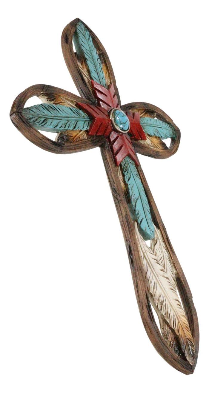 Southwest Native Indian Dreamcatcher Eagle Feathers Turquoise Rock Wall Cross