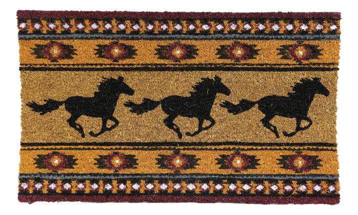 Southwest Patterns Running Horses Coir Coconut Fiber Floor Mat Doormat 29"X17"