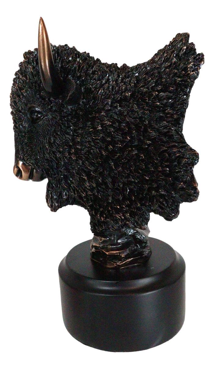 Southwestern American Indian Wild Buffalo Bison Head Bust Figurine With Base
