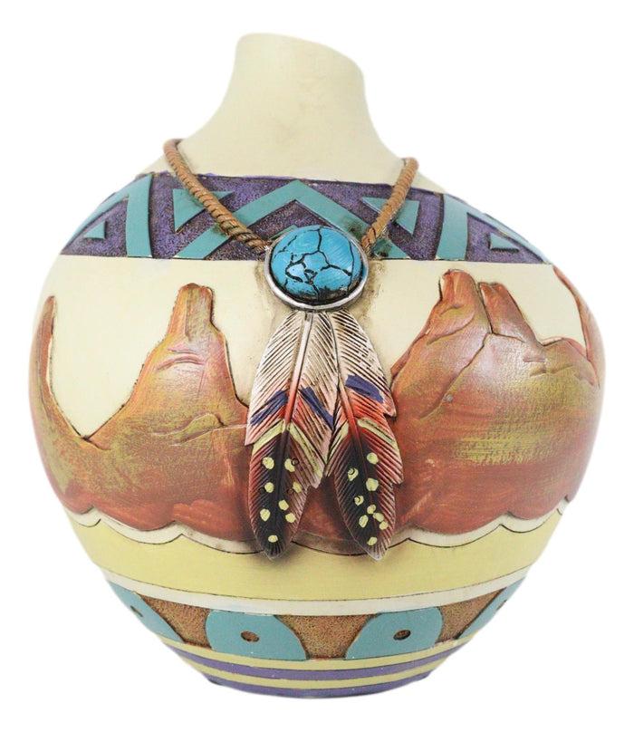 Southwestern Aztec Mayan Desert Mountains Dreamcatcher Feathers Floral Vase