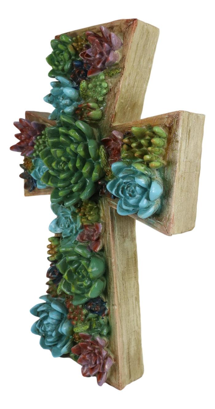 Southwestern Colorful 3D Cactus Blossoms Succulent Flowers Wall Cross Art 12'H