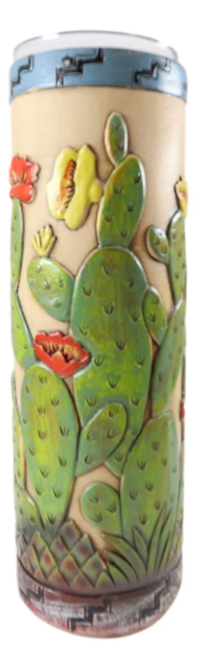 Southwestern Desert Cactus With Blooming Flowers Votive Candle Holders Set Of 3