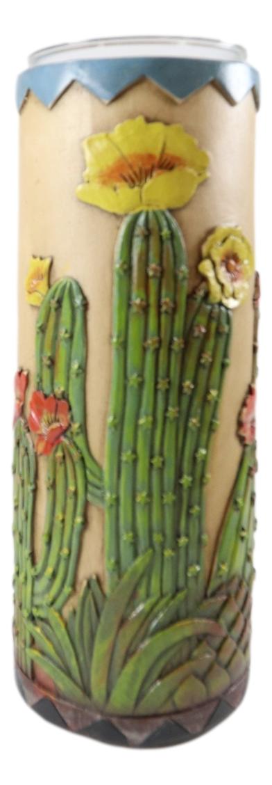 Southwestern Desert Cactus With Blooming Flowers Votive Candle Holders Set Of 3