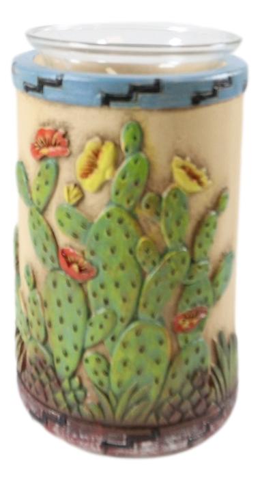 Southwestern Desert Cactus With Blooming Flowers Votive Candle Holders Set Of 3