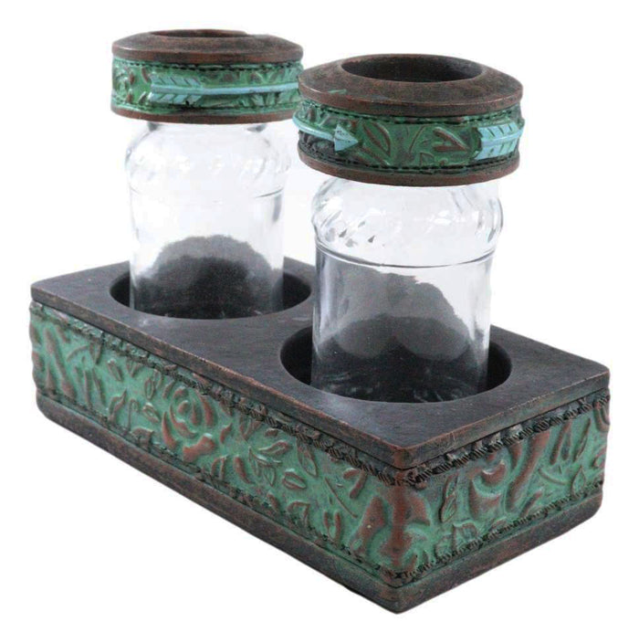 Southwestern Indian Spirit Arrow Floral Scroll Salt And Pepper Shakers Holder
