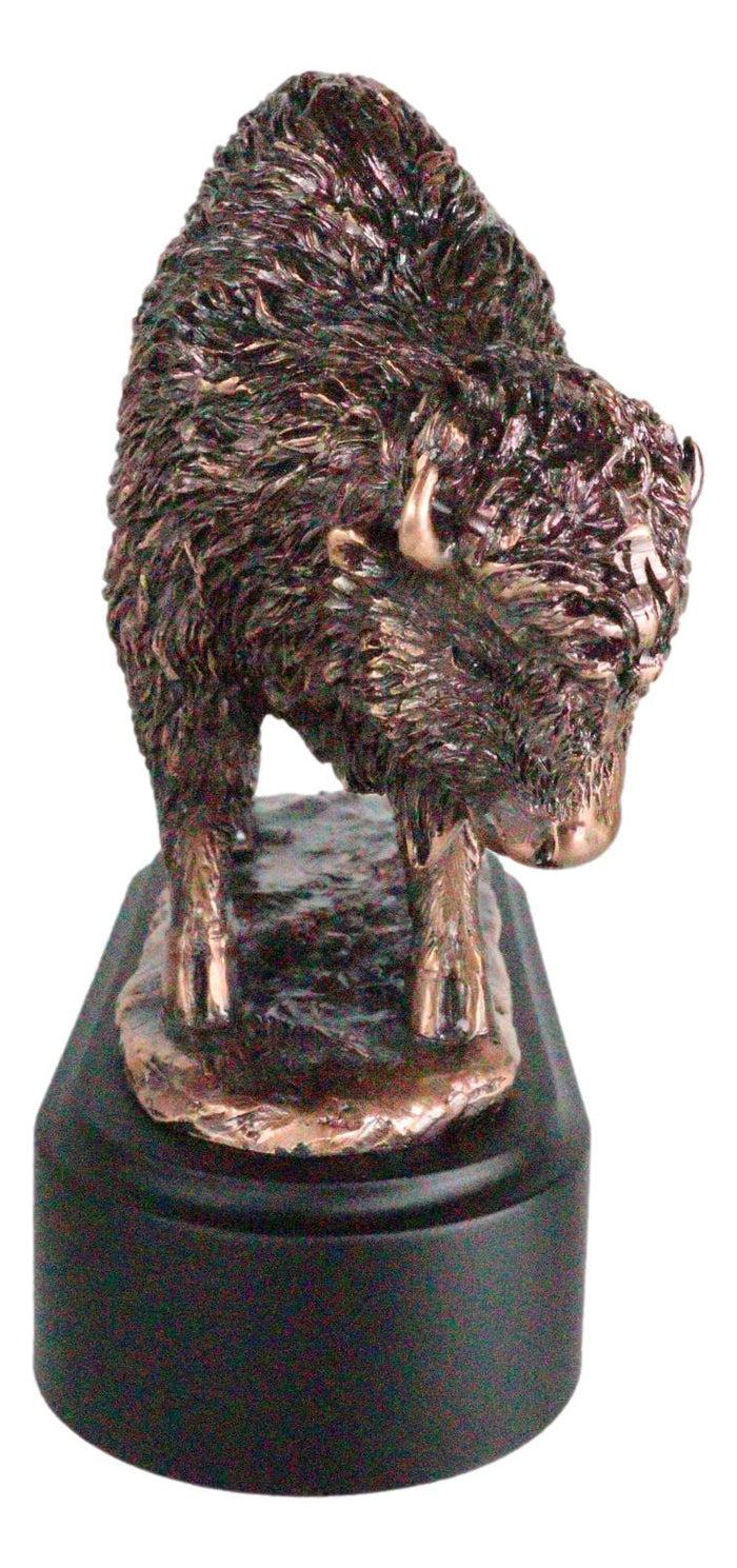 Southwestern Plains Grazing American Bison Buffalo Figurine With Trophy Base