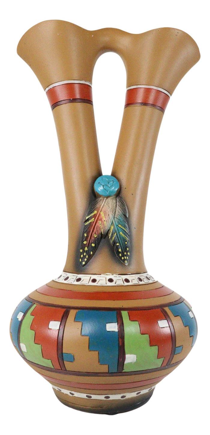 Southwestern Tribal Aztec Mayan Dreamcatcher Feathers Floral Wedding Double Vase