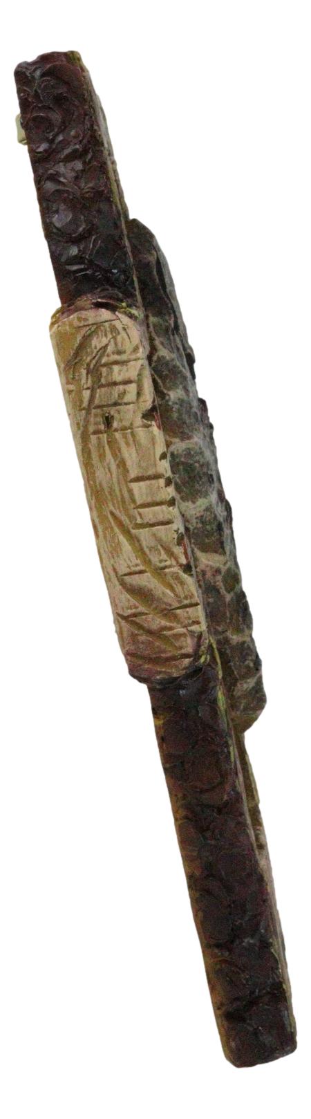 Southwestern Tribal Indian Chief With Carved Stone Knife Faux Wooden Wall Cross