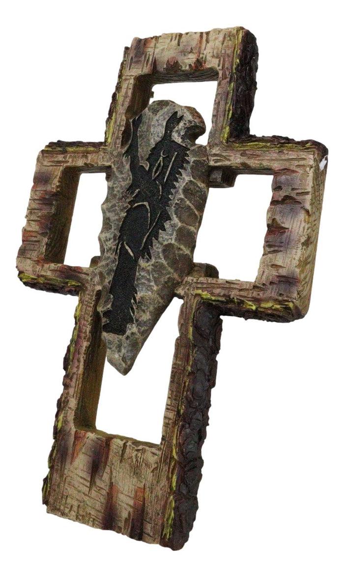 Southwestern Tribal Indian Chief With Carved Stone Knife Faux Wooden Wall Cross