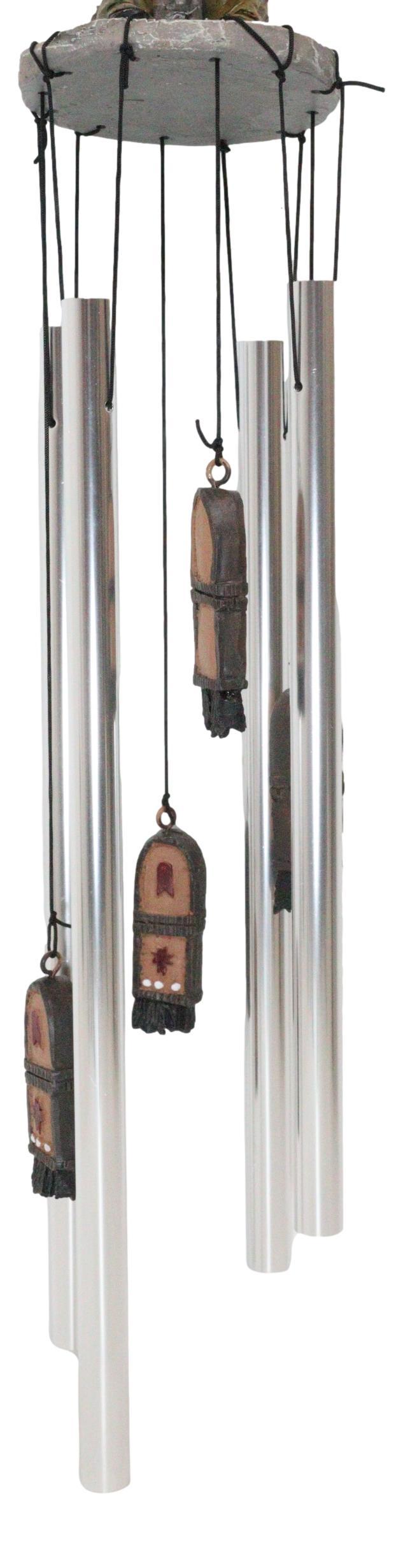 Southwestern Tribal Indian Chief With Eagle Roach Headdress And Axe Wind Chime