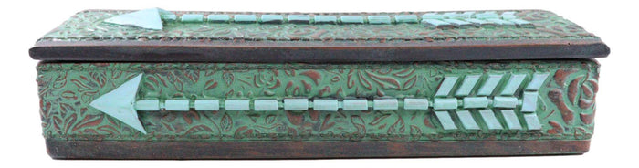Southwestern Tribal Indian Turquoise Arrow Floral Lace Decorative Jewelry Box