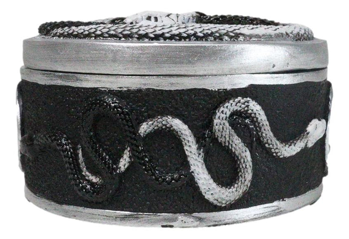 Spiritual Harmony Black And White Coiled Yin Yang Snake Small Trinket Box 4"D