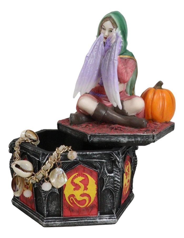 Spring Fall Summer Winter Seasons Friendship Fairy With Dragon Trinket Boxes Set