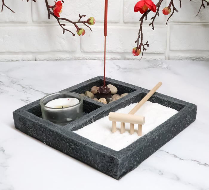 Square Buddha Zen Garden Set Lotus Incense And Candle Holder Meditation Kit Square Buddha Zen Garden Set Lotus Incense And Candle Holder Meditation Kit