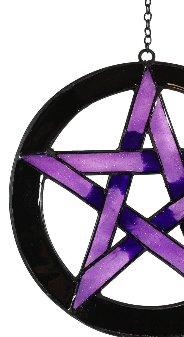 Stained Glass Pentagram Circle Sacred Geometry Metal Wind Chime Suncatcher