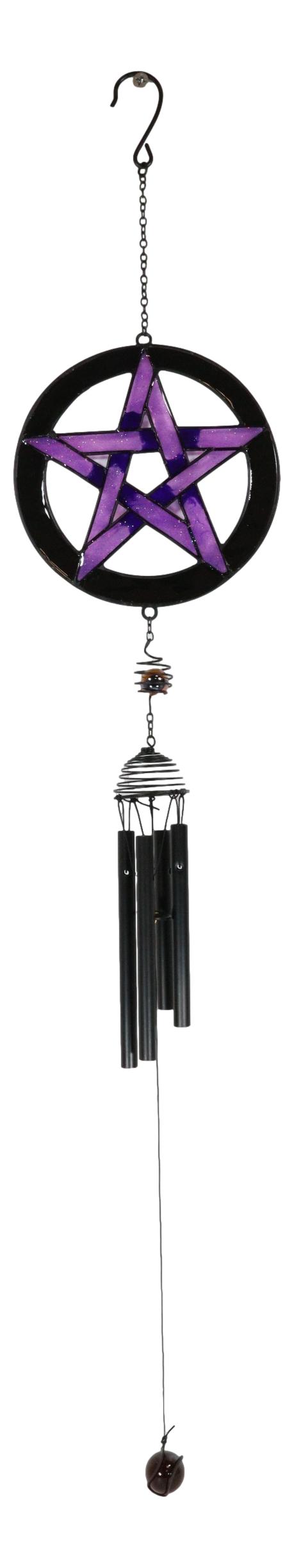 Stained Glass Pentagram Circle Sacred Geometry Metal Wind Chime Suncatcher