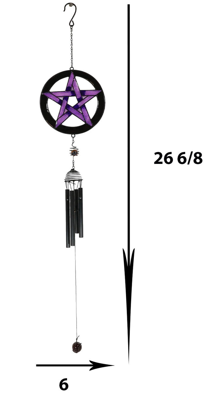 Stained Glass Pentagram Circle Sacred Geometry Metal Wind Chime Suncatcher