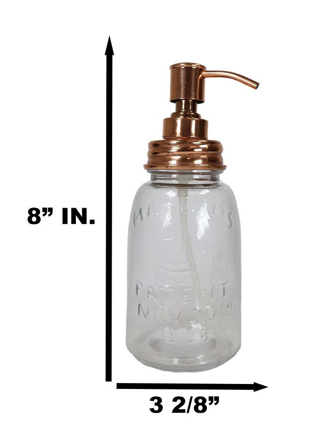Stainless Steel Copper Plated Finish Mason Jar Glass Liquid Soap Pump Dispenser