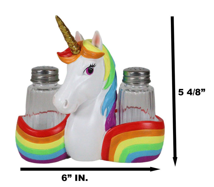 Stargazer Sacred Pride Gold Horn Rainbow Unicorn Glass Salt Pepper Shakers Set