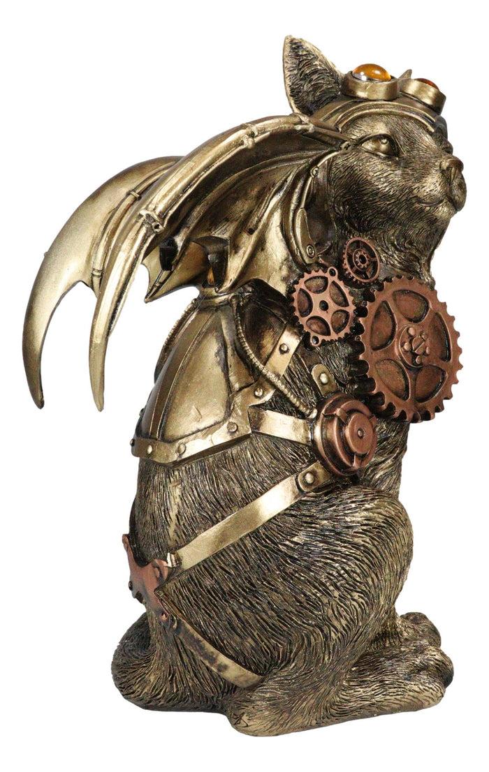 Steampunk Cat Aviation Pilot With Geared Mechanical Clockwork Wings Figurine