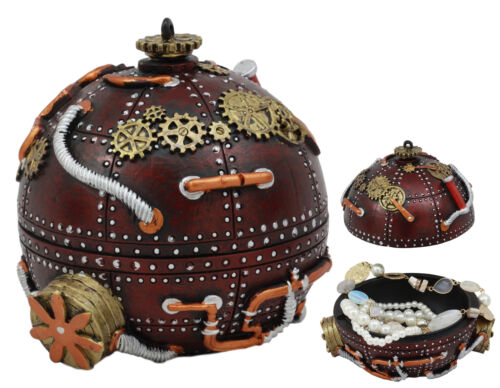 Steampunk Cool Time Machine Bomb Orb Jewelry Box Spherical Shaped Gearwork Decor