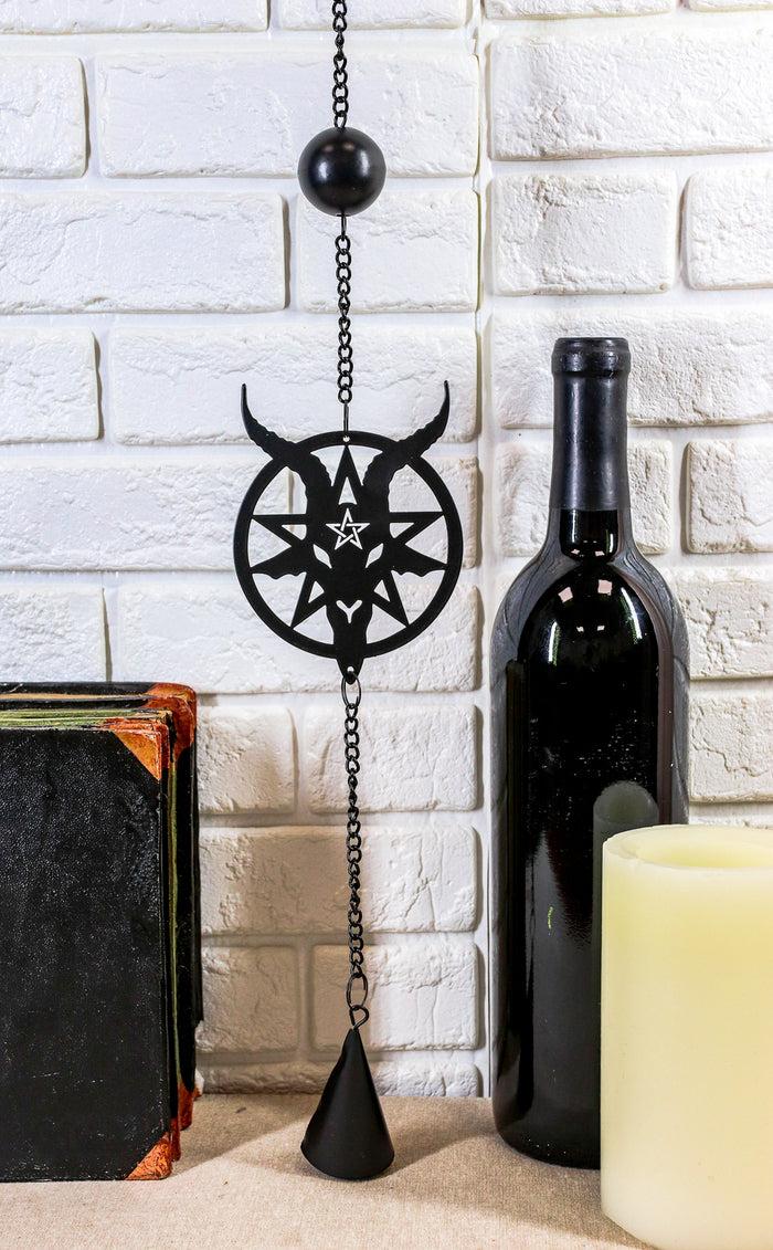 Steel Metal Sigil Of Baphomet Pentagram Star Sabbatic Goat Wind Chime Decor