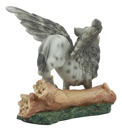 Stoic Grey Baby Griffin Statue Wild Griffon By Forest Log Sculpture 5.5"Long