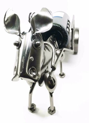Stubborn Farm Donkey Pulling Cart Wheel Steel Metal Wine Bottle Holder Caddy