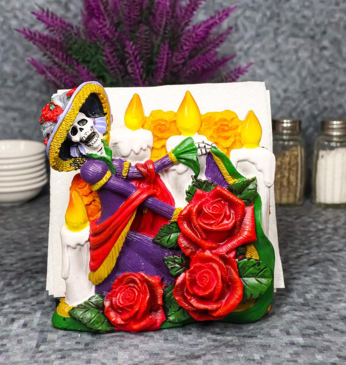 Sugar Skull Day Of The Dead Gothic Rose Lady Catrina Napkin Holder Figurine Sugar Skull Day Of The Dead Gothic Rose Lady Catrina Napkin Holder Figurine