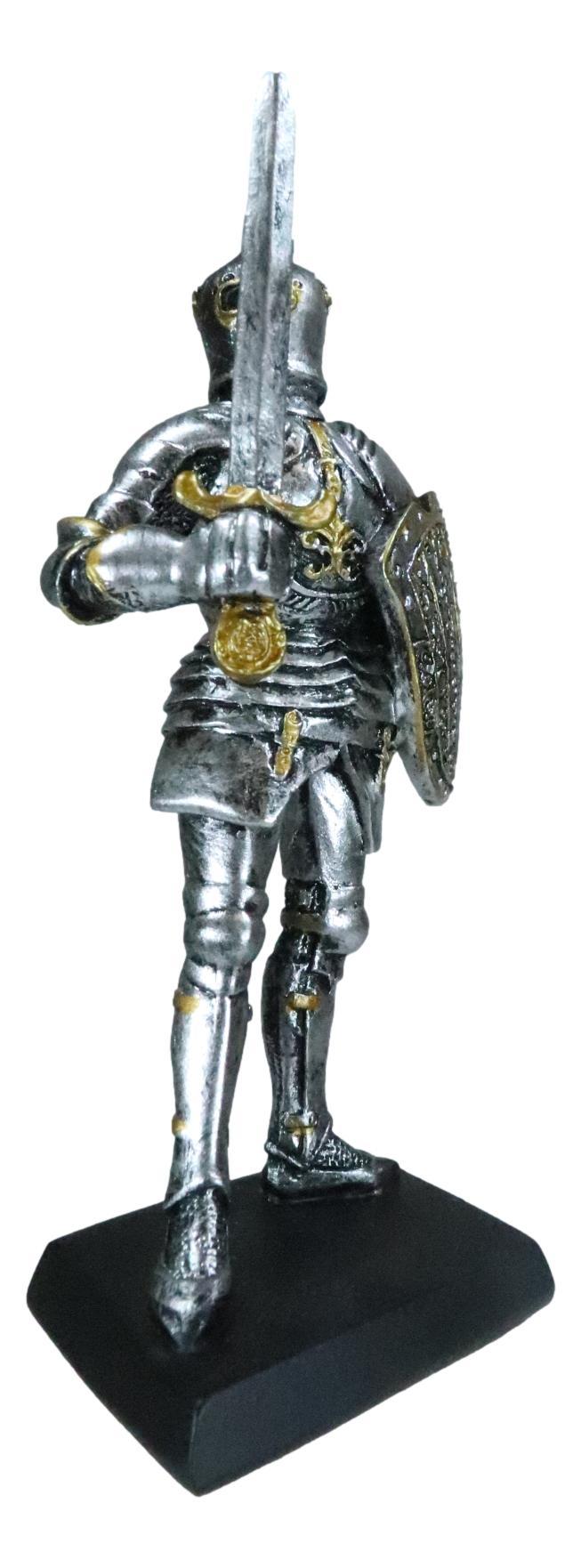 Suit Of Armor Medieval Knight Guard With Broad Shield And Sword Mini Figurine