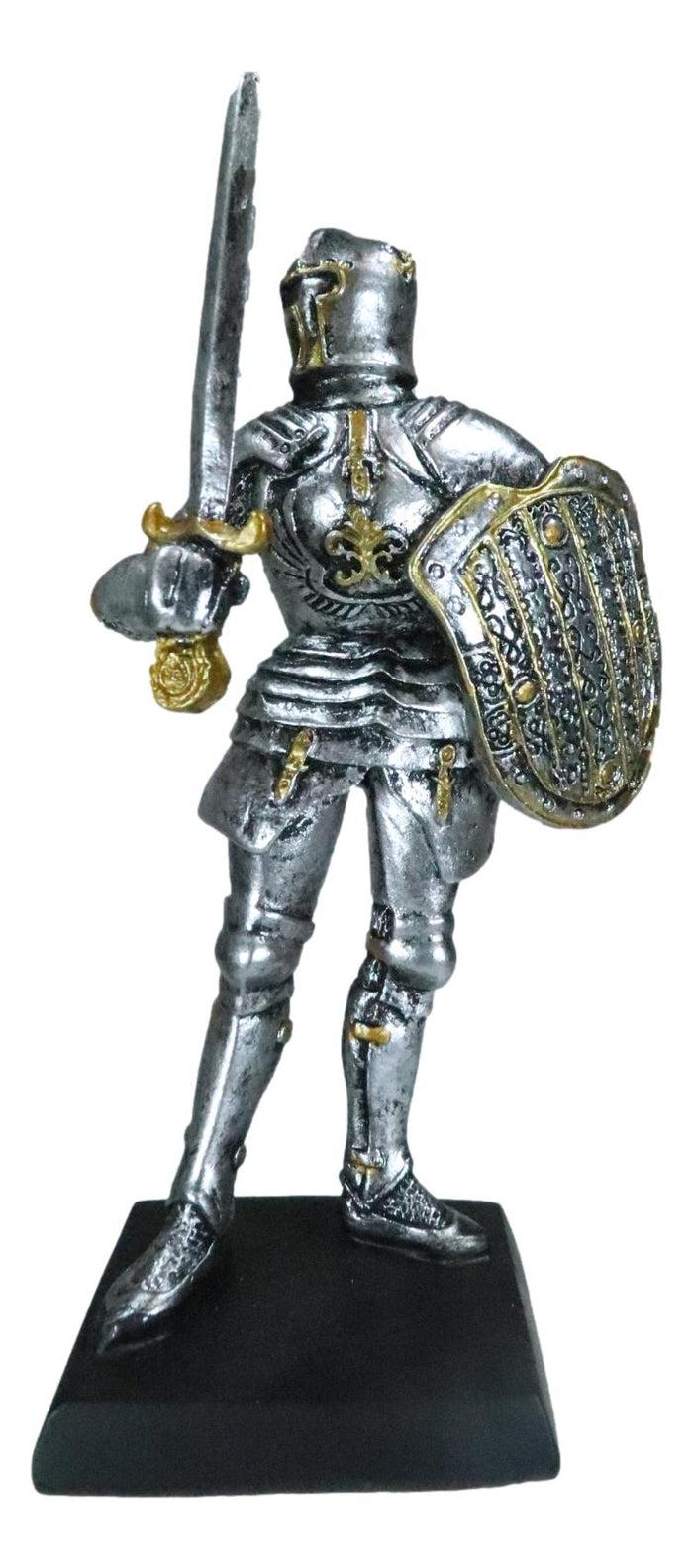 Suit Of Armor Medieval Knight Guard With Broad Shield And Sword Mini Figurine