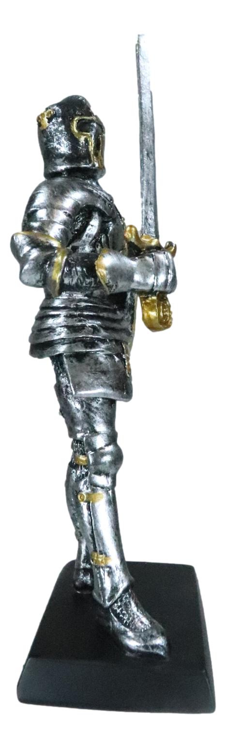 Suit Of Armor Medieval Knight Guard With Broad Shield And Sword Mini Figurine