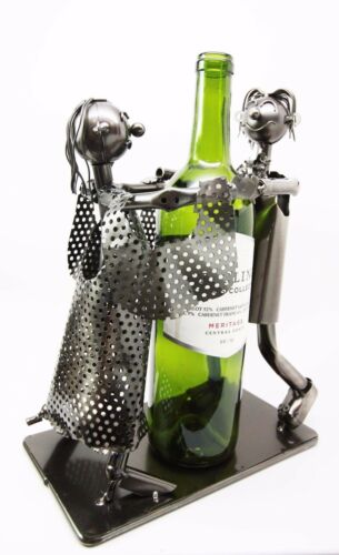 Tango Dancing Lover Couple Hand Made Metal Wine Bottle Holder Caddy Decor
