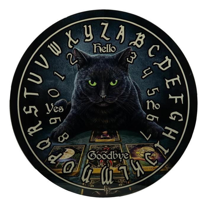 The Reader Cat Artwork Glass Top Spirit Ouija Board Small Table Home Decor
