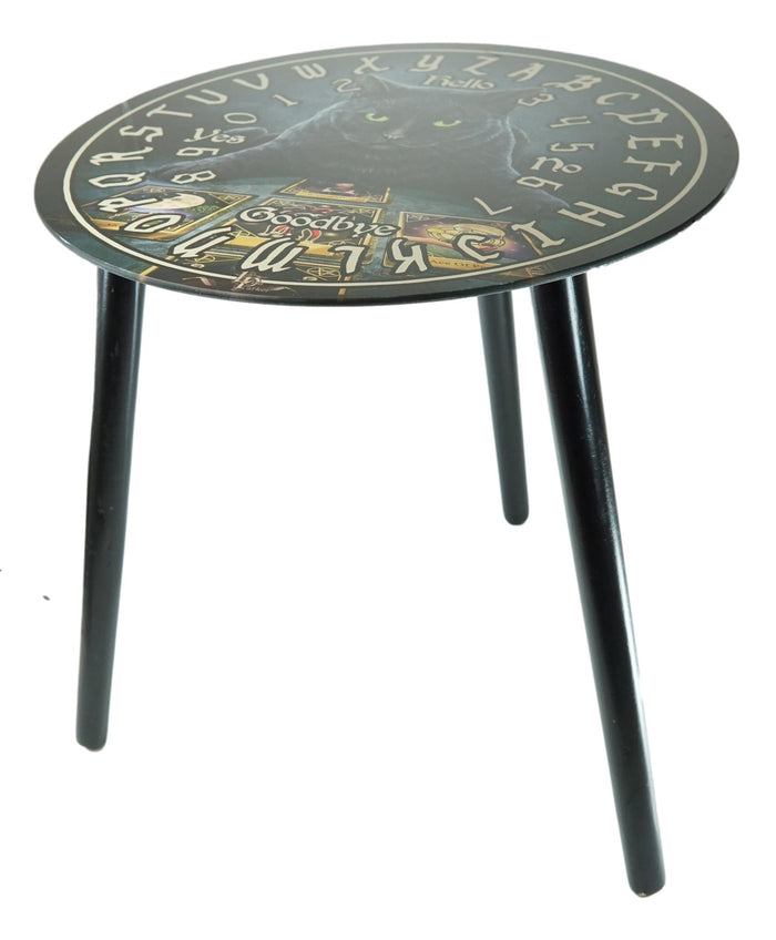 The Reader Cat Artwork Glass Top Spirit Ouija Board Small Table Home Decor