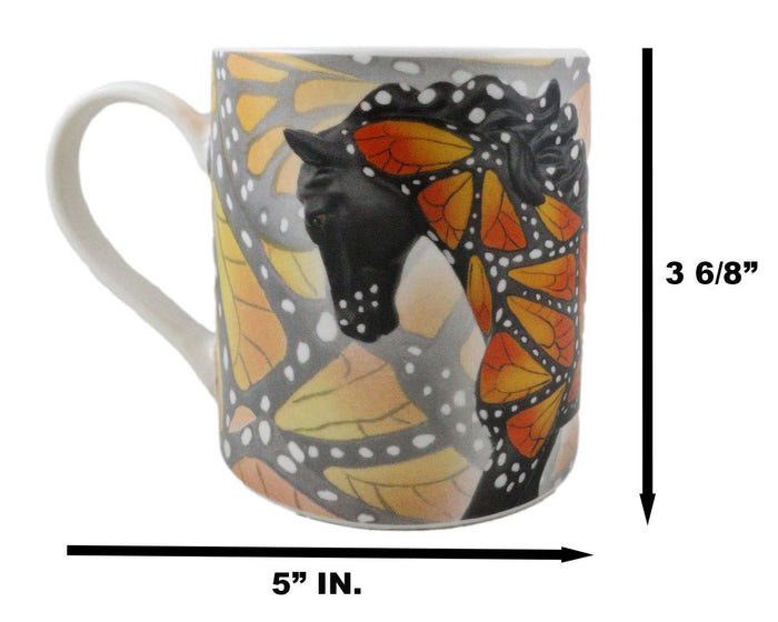 The Trail Of Painted Ponies Butterflies Run Free Black Horse Ceramic Mug Cup