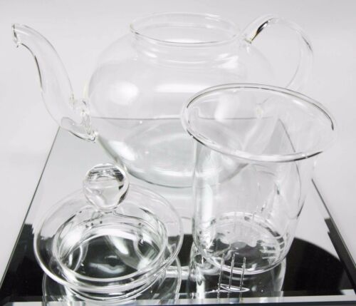 Thermal Resistant Borosilicate Clear Glass 34oz Tea Pot With Leaves Infuser