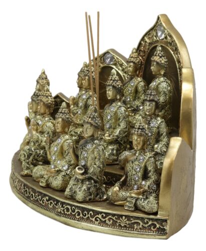 Tibetan Buddhism Altar Shrine Incense Holder Display With 12 Mini Buddhas Set