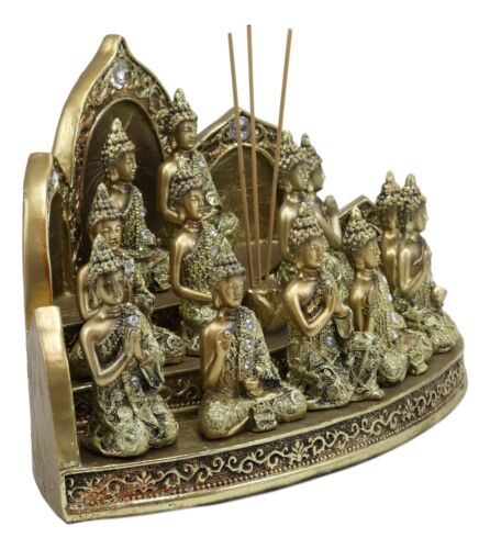 Tibetan Buddhism Altar Shrine Incense Holder Display With 12 Mini Buddhas Set