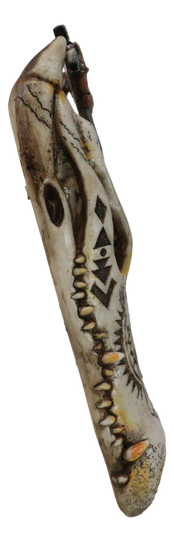 Totem Tattoo Alligator Crocodile Skull With Crown Of Thorns Cross Wall Decor