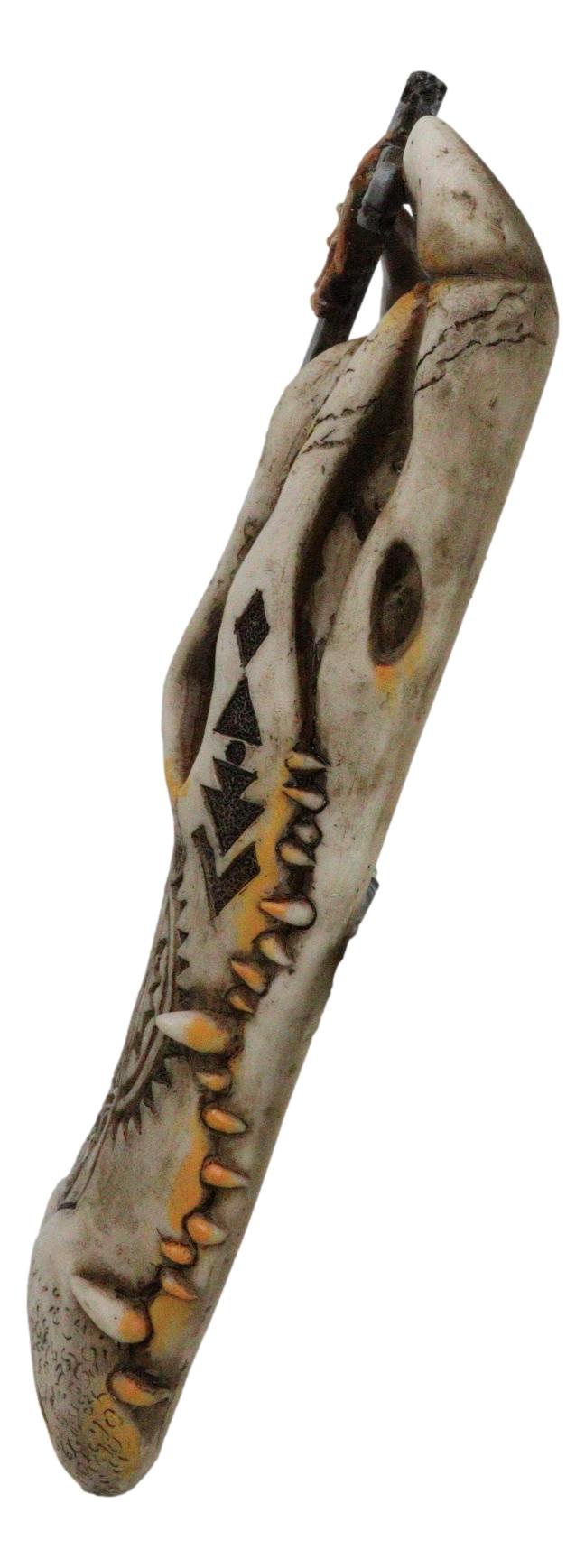 Totem Tattoo Alligator Crocodile Skull With Crown Of Thorns Cross Wall Decor