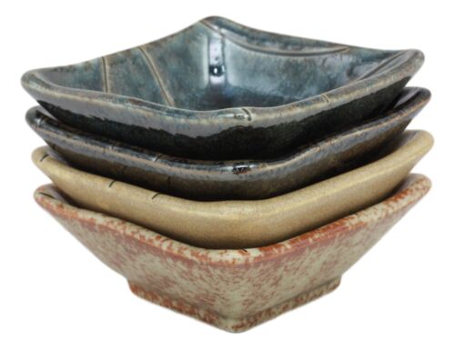 Traditional Design Japanese Tenmoku Soy Sauce Dipping Bowl Or Dish Set Of 4
