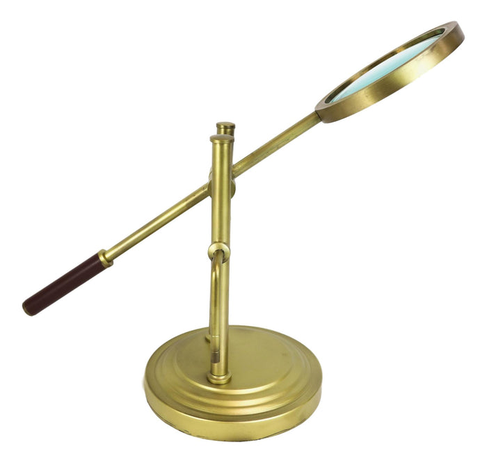 Traditional Gold Finish Desktop Aluminum Adjustable Magnifier Magnifying Glass