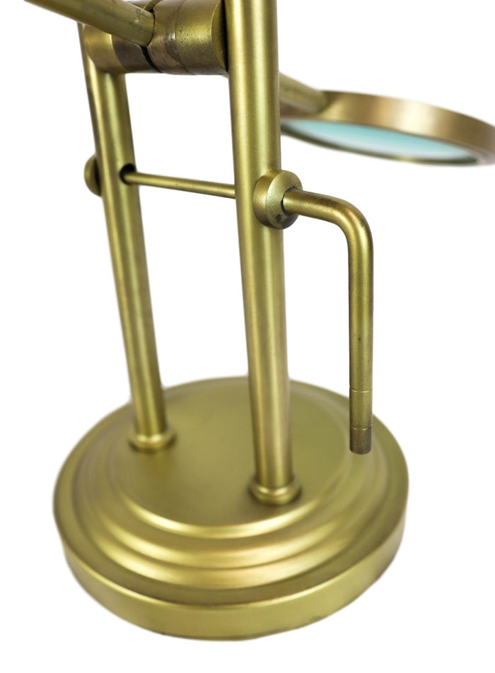 Traditional Gold Finish Desktop Aluminum Adjustable Magnifier Magnifying Glass