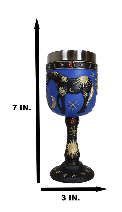 Trail Of Painted Ponies Sky Of Enchantment Celestials Sun Moon Horse Wine Goblet