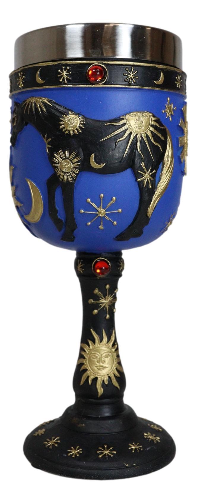Trail Of Painted Ponies Sky Of Enchantment Celestials Sun Moon Horse Wine Goblet